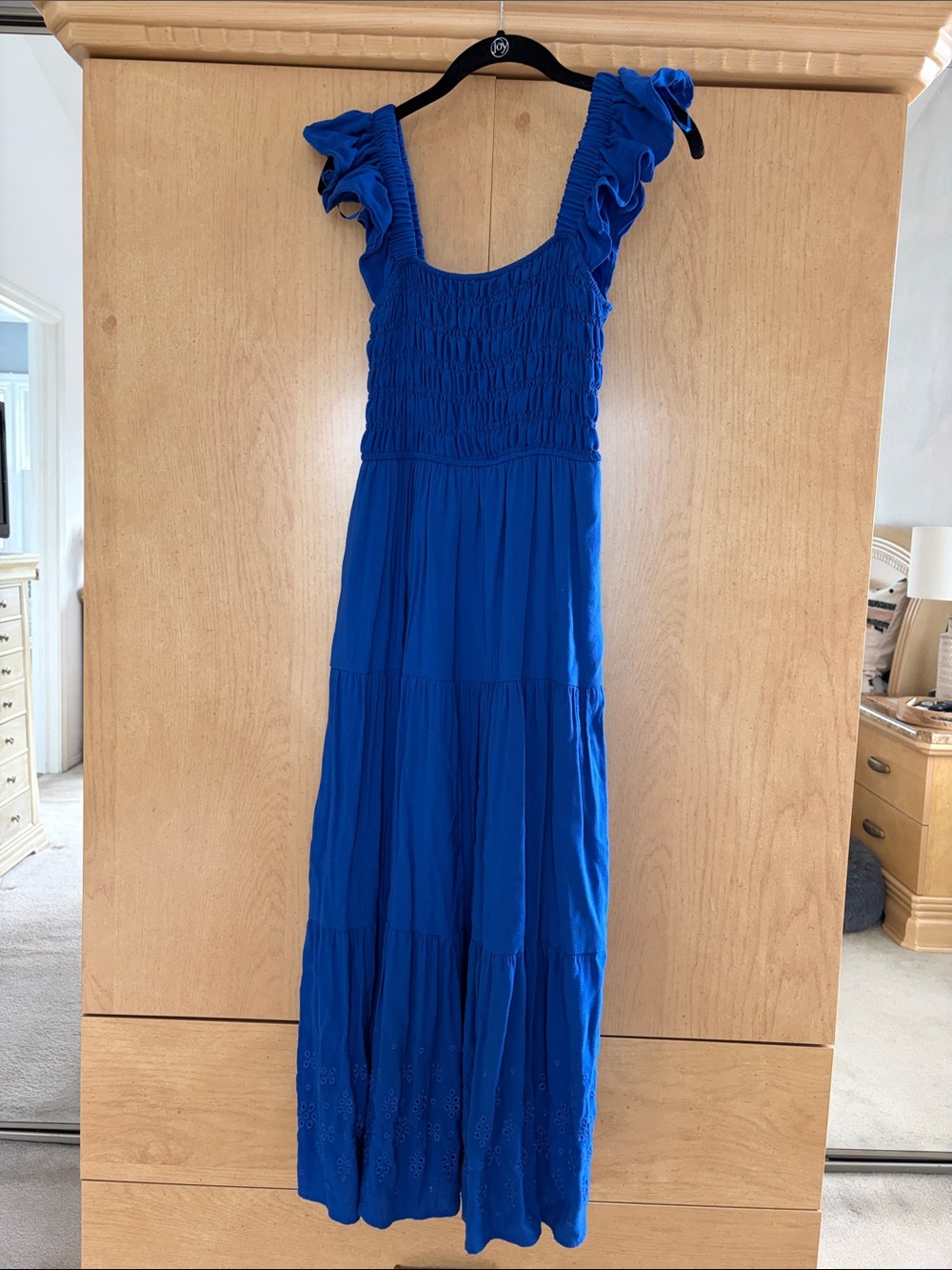 Blue Ruffled Strap Maxi Dress